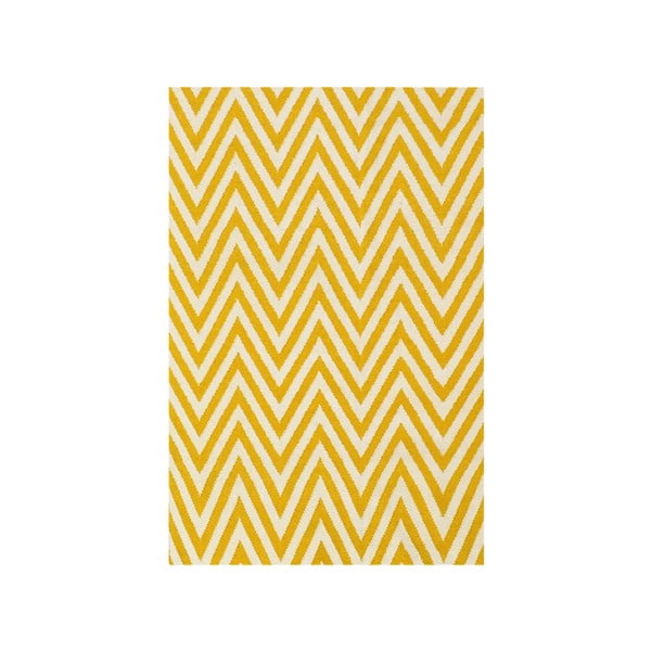 Dywan wełniany Zig Zag Yellow, 200x140 cm