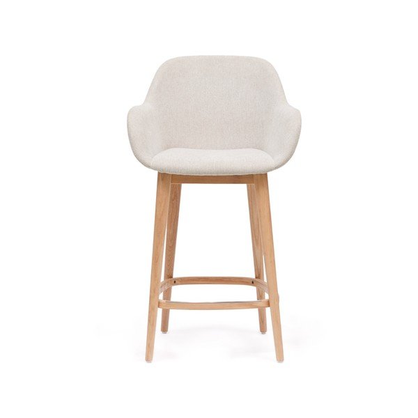 Beżowy tapicerowany hoker z podłokietnikami (wysokość siedziska 66 cm) Konna – Kave Home-image-2