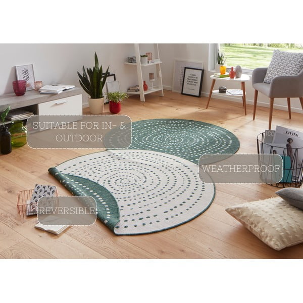 Zielony dwustronny dywan zewnętrzny NORTHRUGS Bali, Ø 140 cm-image-4