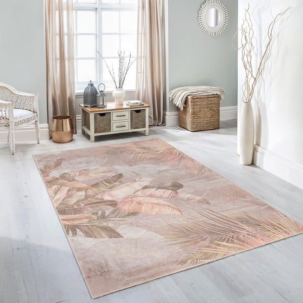 Beżowy chodnik odpowiedni do prania 80x200 cm Dusty Leaves – Mila Home-image-3
