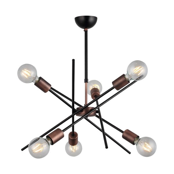 Czarno-brązowa lampa wisząca z 6 żarówkami Homemania Decor Gera