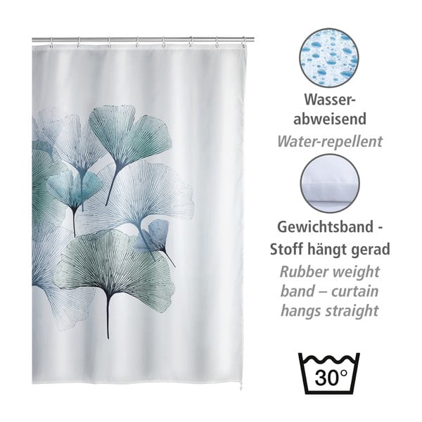 Zasłona prysznicowa odpowiednia do prania Wenko Ginkgo, 180x200 cm-image-1