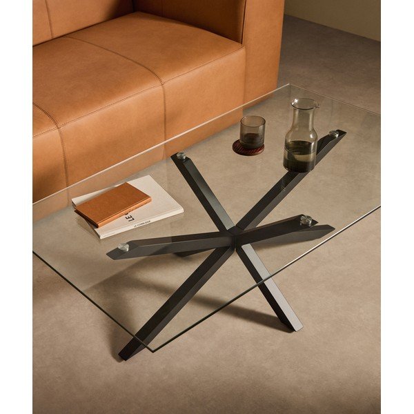 Czarny stolik ze szklanym blatem 70x130 cm Argo – Kave Home-image-1
