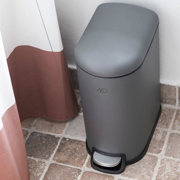 Ciemnoszary metalowy kosz na śmieci z pedałem 10 l Walther – Mette Ditmer Denmark-image-2