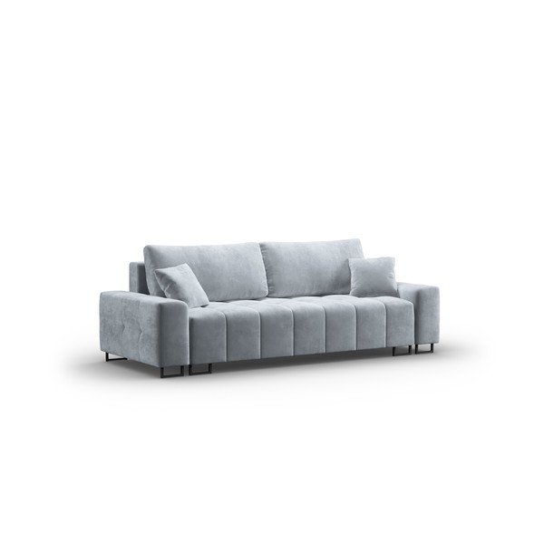 Jasnoniebieska aksamitna rozkładana sofa ze schowkiem 250 cm Wicklow – Cosmopolitan Design-image-2