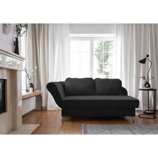Antracytowy sztruksowy szezlong (lewostronny) Chic Charlotte – Miuform-image-1