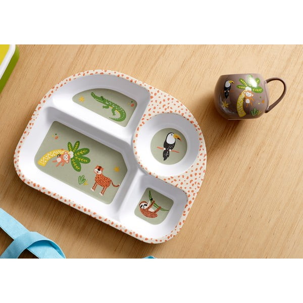 Biały talerz dziecięcy 27x21 cm Jungle – Ladelle-image-1