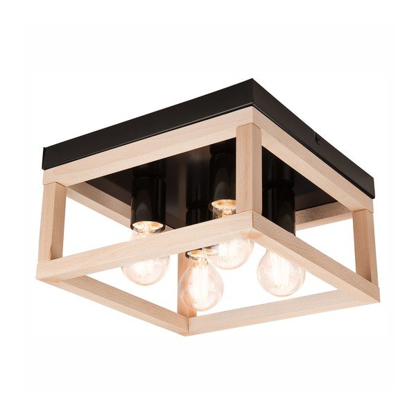 Czarno-naturalna lampa sufitowa 30x30 cm Villy – LAMKUR
