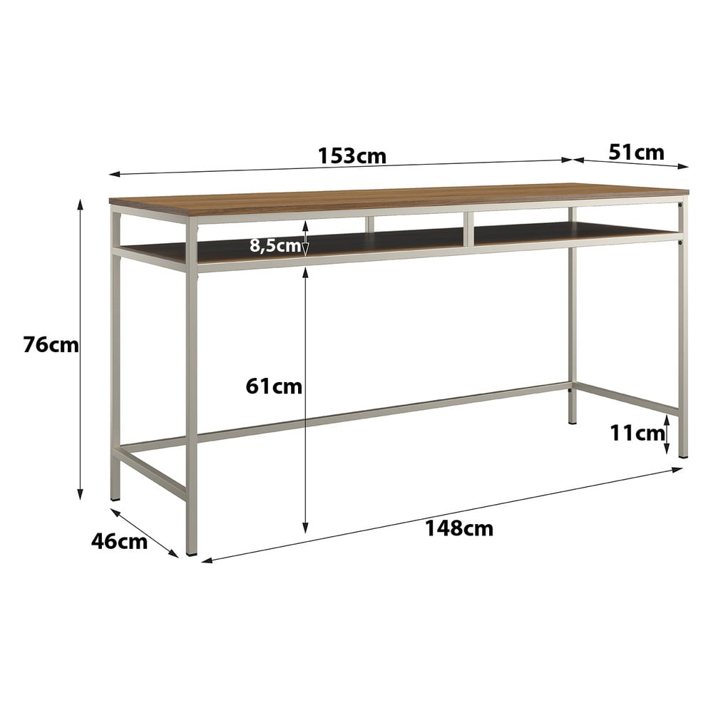 Biurko z blatem w dekorze orzecha 51x153 cm Bradford – Støraa (zdjęcie 4)