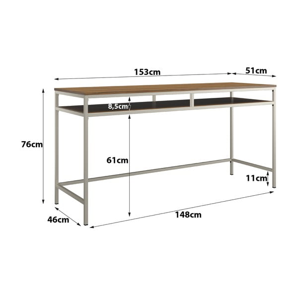 Biurko z blatem w dekorze orzecha 51x153 cm Bradford – Støraa-image-2