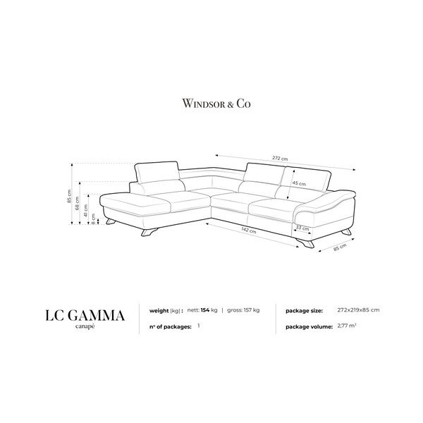 Szara lewostronna rozkładana sofa ze schowkiem Windsor & Co Sofas Gamma-image-4