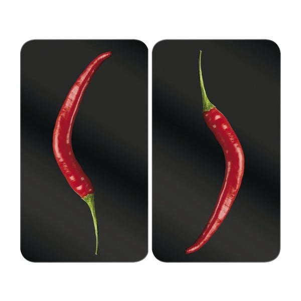 Zestaw 2 szklanych płyt ochronnych na kuchenkę Wenko Peperoni, 52x30 cm