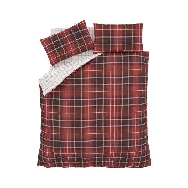 Czerwona pościel dwuosobowa Catherine Lansfield Tartan Check, 220x230 cm-image-1