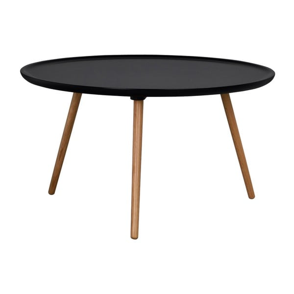 Czarny stolik z drewna dębowego Folke Dellingr, ⌀ 80 cm