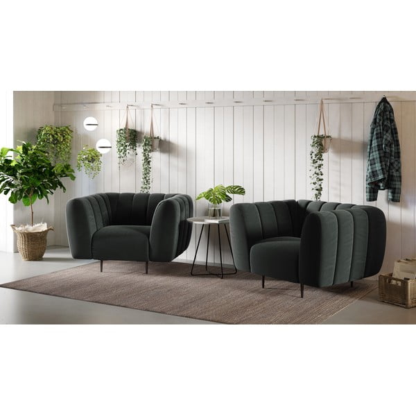 Ciemnoszary aksamitny fotel Ghado Shel-image-1