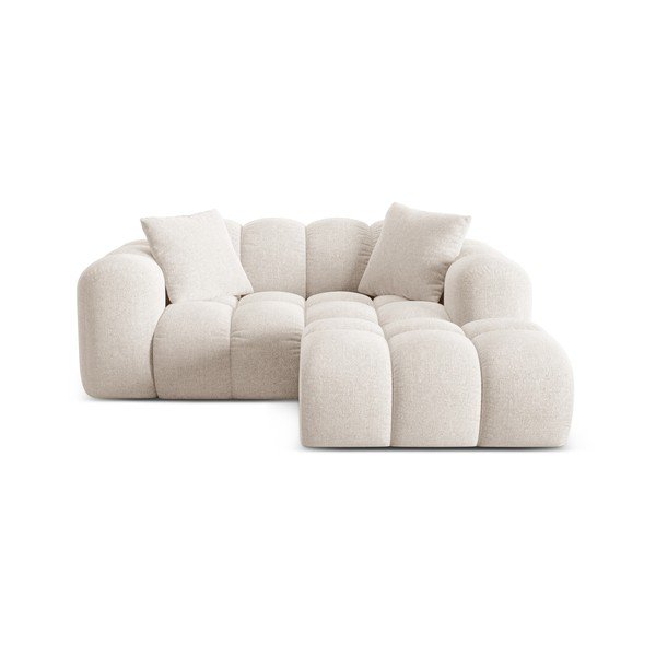 Kremowy narożnik z tkaniny szenilowej (prawostronny/z szezlongiem) Treno – Cosmopolitan Design