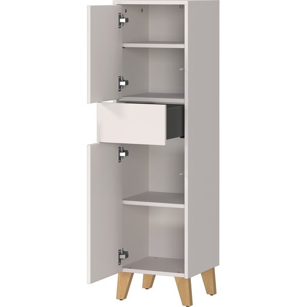 Kremowa wysoka szafka łazienkowa z matowym wykończeniem 33x123 cm Arnea – Germania-image-4