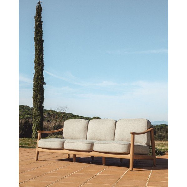 Beżowa/w naturalnym kolorze tapicerowana sofa ogrodowa Elunda – Kave Home-image-1