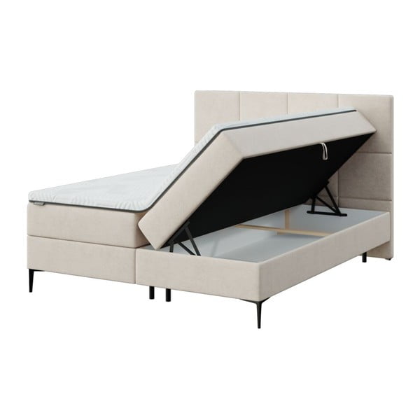 Beżowe łóżko boxspring ze schowkiem 160x200 cm Bufo – MESONICA-image-2