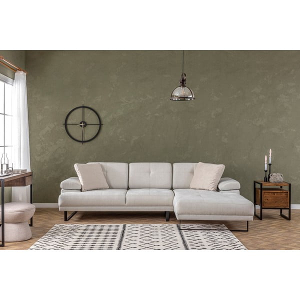 Biała sofa narożna Artie Mustang, prawy narożnik-image-1