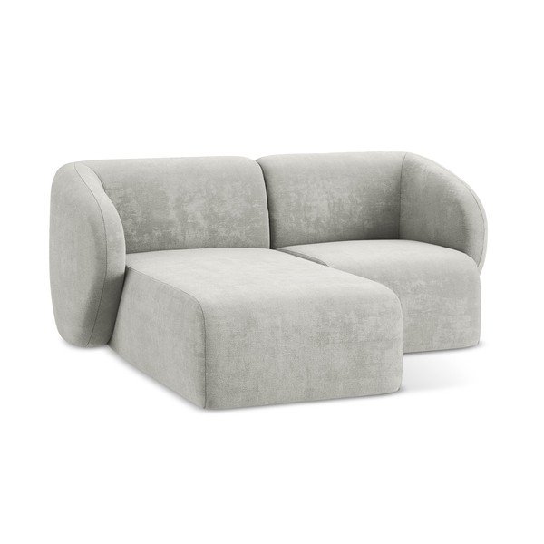 Jasnoszary narożnik z tkaniny szenilowej (lewostronny/z szezlongiem) Lani – Makamii-image-4