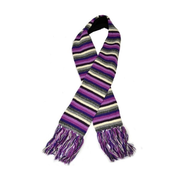Wełniany szalik z polarową podszewką Violet Stripes