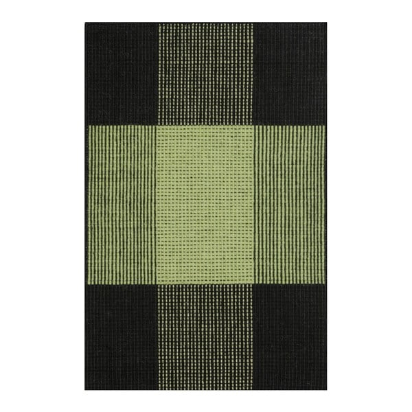 Zielony dywan wełniany ręcznie tkany Linie Design Bologna, 140x200 cm