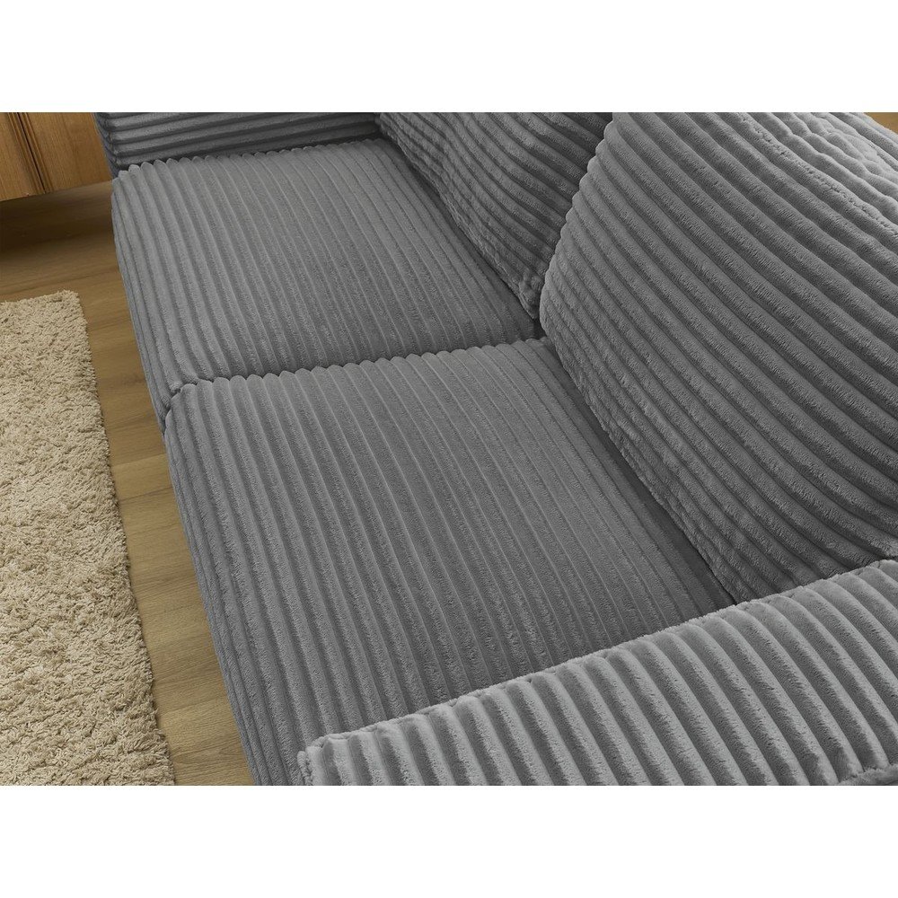 Ciemnoszara sztruksowa rozkładana sofa do spania 240 cm Hugo – Bobochic Paris (zdjęcie 8)