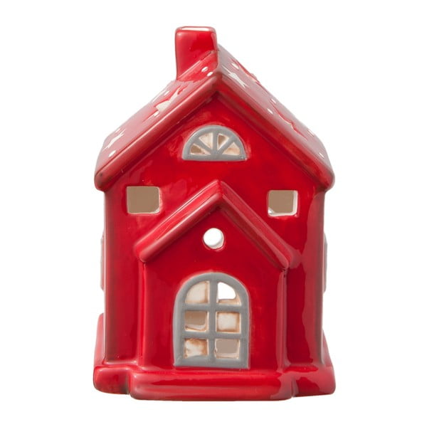 Czerwony świecznik Clayre & Eef Christmas House, 7x11 cm