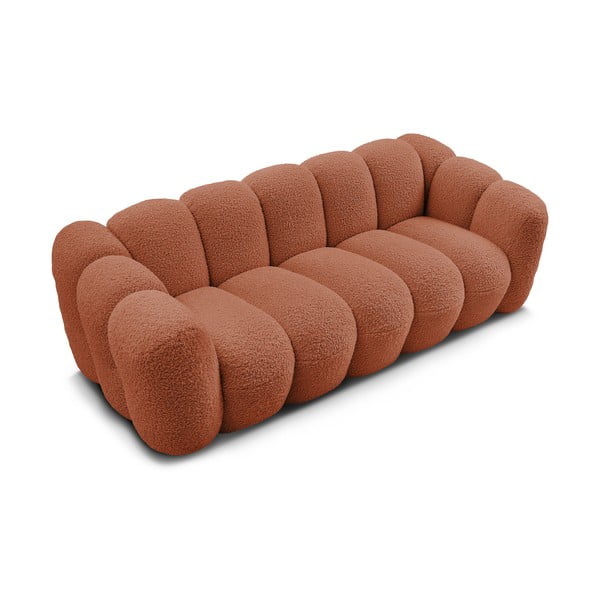 Ceglasta sofa z materiału bouclé 232 cm Hippolyte – Bobochic Paris-image-4