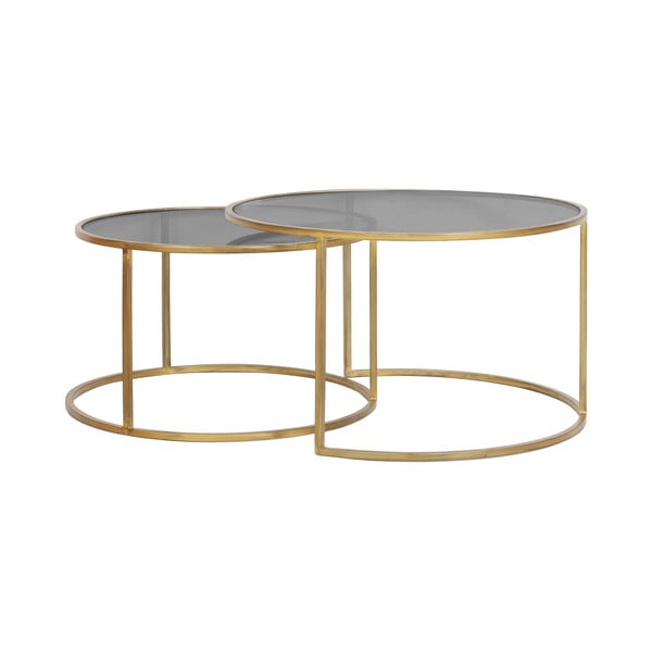 Szklane okrągłe stoliki w kolorze złotym zestaw 2 szt. ø 75 cm Duarte – Light & Living