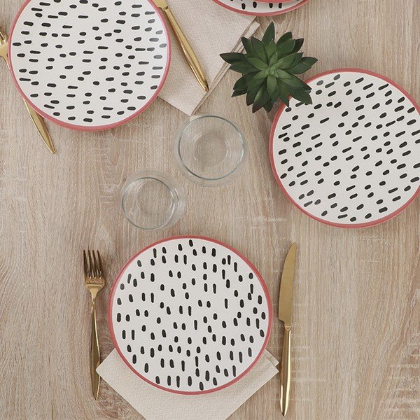 Zestaw 6 ceramicznych deserowych talerzy My Ceramic Brush Dots, 20 cm-image-1