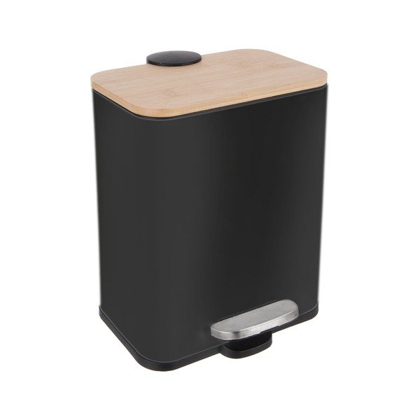 Czarny kosz na śmieci z pedałem ze stali nierdzewnej 5 l Black – Orion