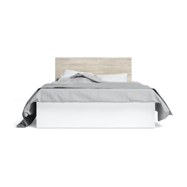 Białe łóżko dwuosobowe ze schowkiem i stelażem 160x200 cm Sahara – Marckeric