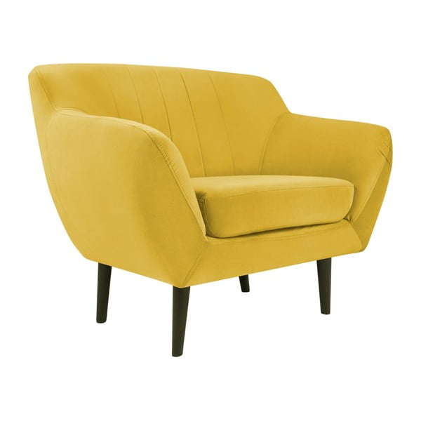 Żółty aksamitny fotel Mazzini Sofas Toscane-image-2