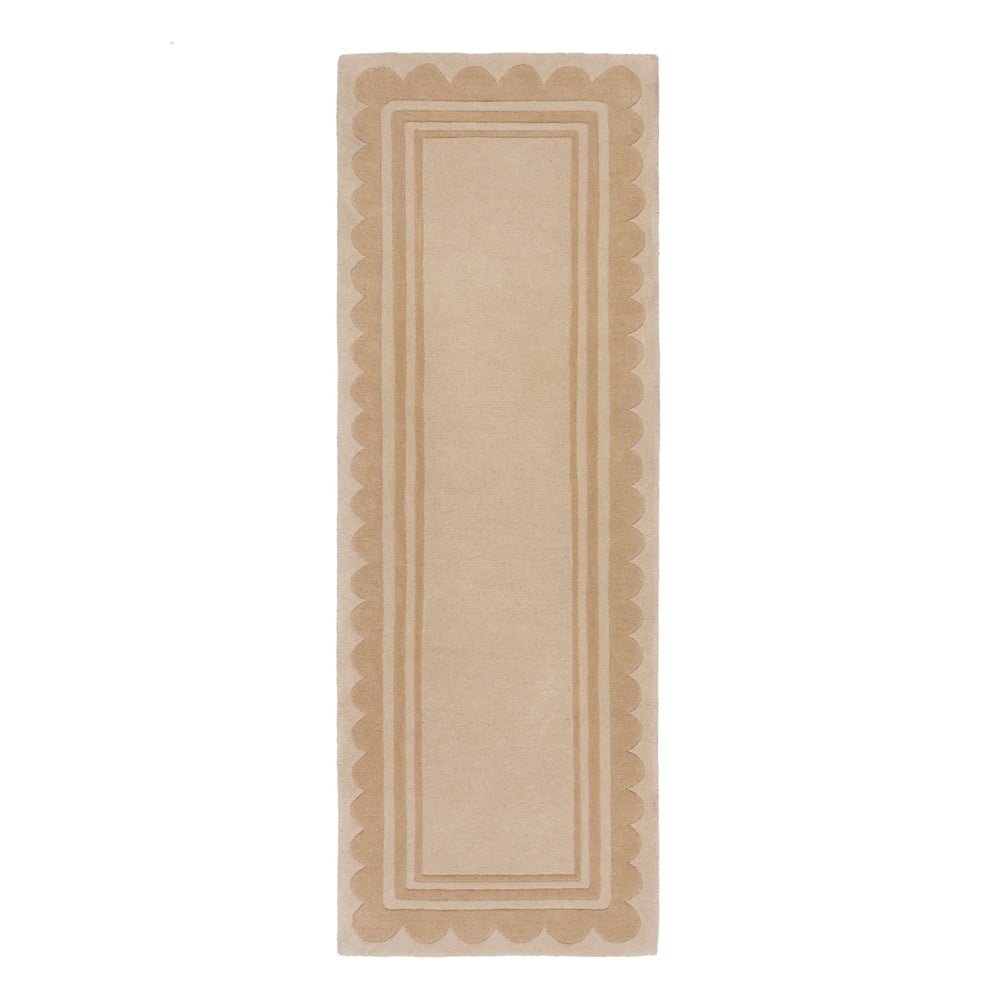 Naturalny wełniany chodnik tkany ręcznie 80x230 cm Lois Scallop – Flair Rugs