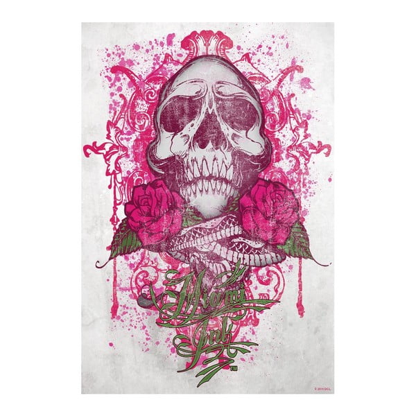 Tapeta wielkoformatowa Miami Ink - Różowa czaszka, 158x232 cm