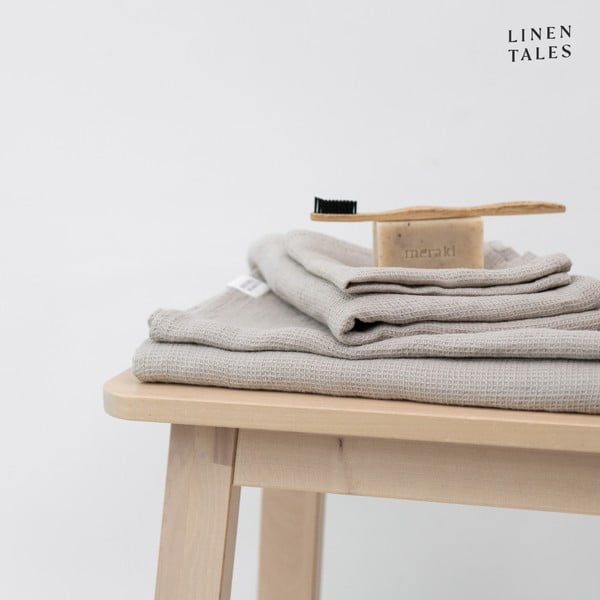 Lniany kąpielowy ręcznik waflowy 100x140 cm Natural Fine Waffle – Linen Tales-image-4