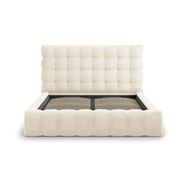 Beżowe tapicerowane łóżko dwuosobowe ze schowkiem i stelażem 180x200 cm Bali – Cosmopolitan Design-image-3
