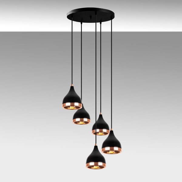 Lampa wisząca w czarno-miedzianym kolorze z metalowym kloszem ø 43 cm Yildo – Opviq lights-image-1