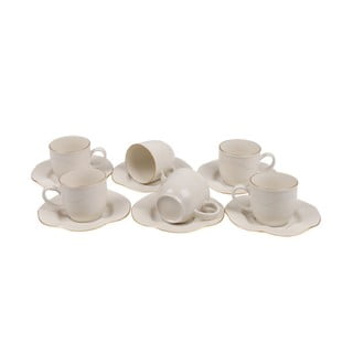Zestaw 6 porcelanowych filiżanek ze spodkami Kutahya Rullio