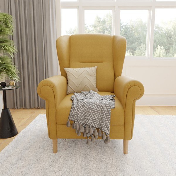 Żółty fotel typu uszak Swan – Ropez-image-1