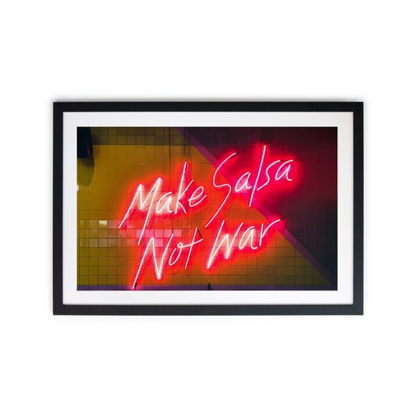 Plakat w ramie z wierzby afrykańskiej Really Nice Things Salsa Not War, 40x30 cm