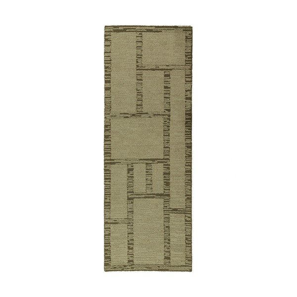 Zielony wełniany chodnik tkany ręcznie 80x230 cm Harris Modula Wool – Flair Rugs