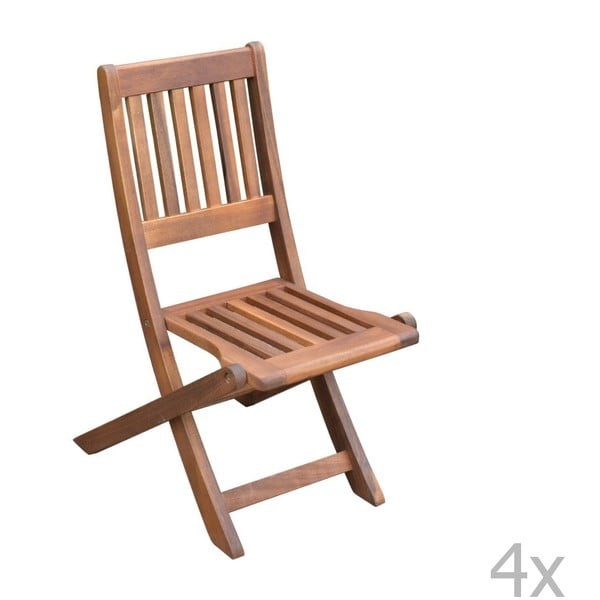 Zestaw 4 ogrodowych dziecięcych krzesełek składanych z drewna akacjowego ADDU Idaho