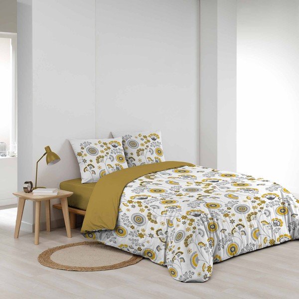 Muślinowa pościel dwuosobowa w biało-żółtym kolorze 260x240 cm Garance – douceur d'intérieur-image-1