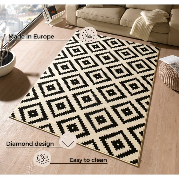 Kremowo-czarny dywan Hanse Home Hamla Diamond, 80x150 cm-image-3