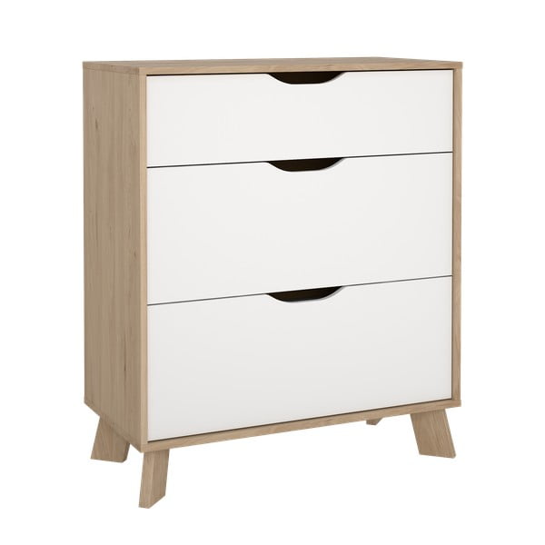 Biało-naturalna komoda w dekorze dębu 79x92x40 cm Ikast – Tvilum-image-4