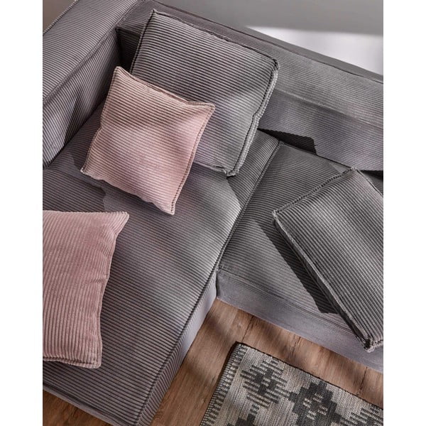 Szary sztruksowy narożnik (lewostronny) Blok – Kave Home-image-4