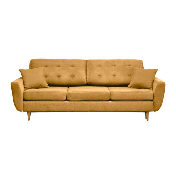 Musztardowa 3-osobowa sofa rozkładana Comopolitan design Barcelona